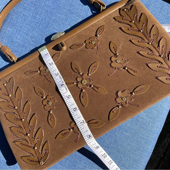 Vintage 60s 70s Brass Clasp Embellished Shoulder Bag Purse - Picture 12 of 15